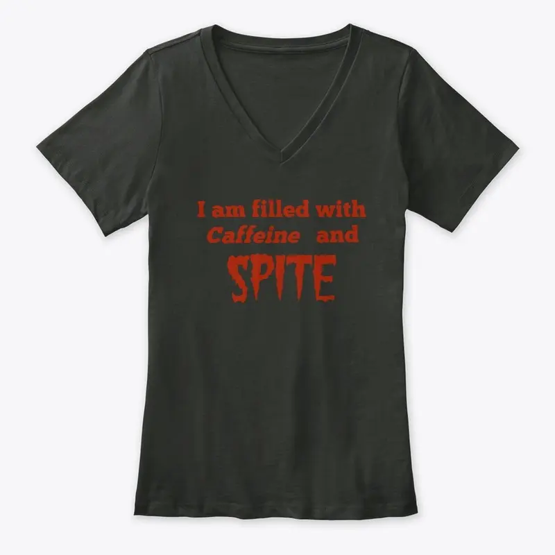 Caffeine and Spite T-shirt red text